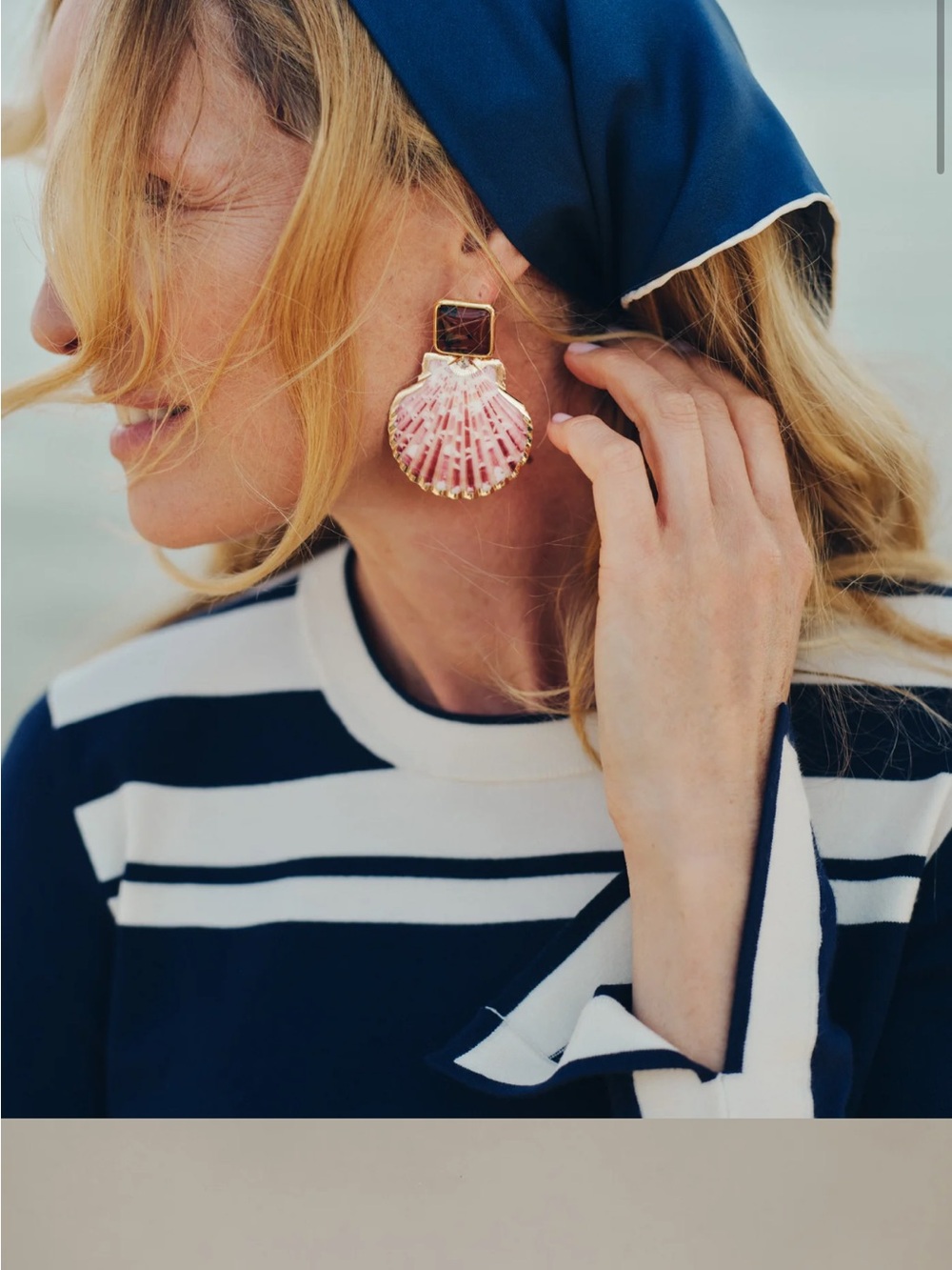 I McLaughlin Pink Shell Statement Drop Earrings